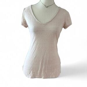 Abercrombie & Fitch Preppy V Neck Baby Pink Full Length Fitted Shirt Size M